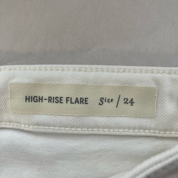 Anthropologie Pilcro The High Rise Flare Jeans Sz 24 White Lace Hem Casual - Picture 5 of 9